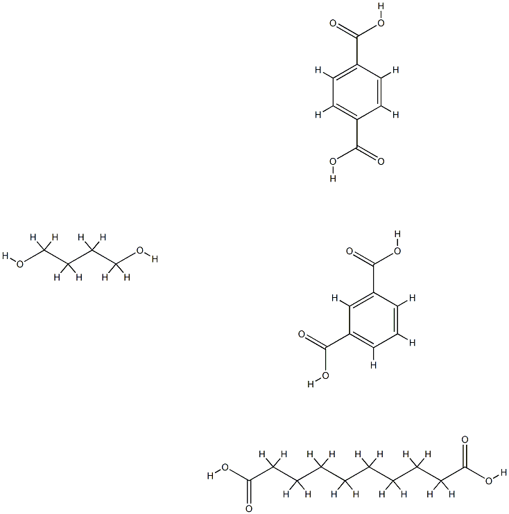 1,3-苯二甲酸与1,4-苯二甲酸、1,4-丁二醇和癸二酸的聚合物, 25214-81-7, 结构式