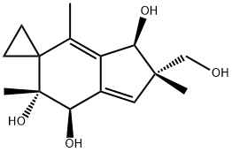 (2'S)-2',3',6',7'-テトラヒドロ-2'-ヒドロキシメチル-2',4',6'-トリメチルスピロ[シクロプロパン-1,5'-[5H]インデン]-3'α,6'β,7'α-トリオール 化学構造式