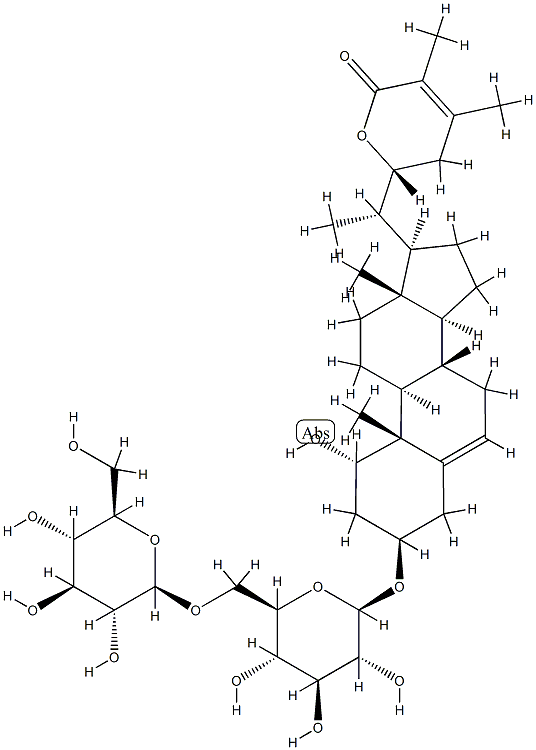 (1ALPHA,3BETA,22R)-3-[(6-O-BETA-D-吡喃葡萄糖基-BETA-D-吡喃葡萄糖基)氧基]-1,22-二羟基麦角甾-5,24-二烯-26-酸 DELTA-内酯,256520-90-8,结构式