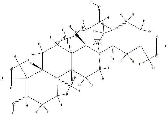 13,28-Epoxyoleanane-3β,16α-diol Structure