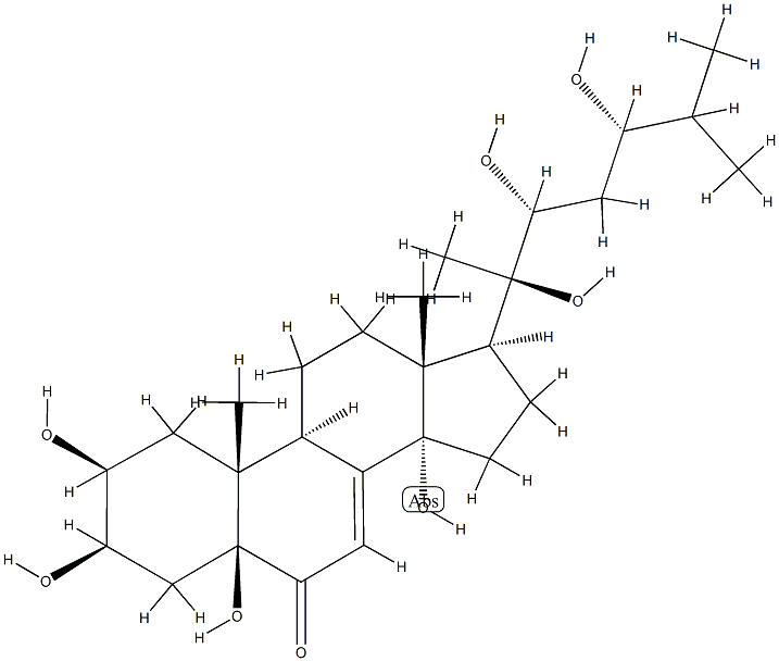(22R,24S)-2β,3β,5,14,20,22,24-Heptahydroxy-5β-cholest-7-en-6-one Structure
