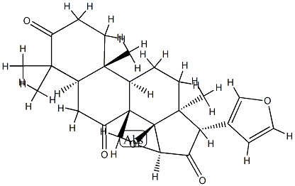 (13α,17α)-14β,15β:21,23-Diepoxy-4,4,8-trimethyl-24-nor-5α-chola-20,22-diene-3,7,16-trione Struktur