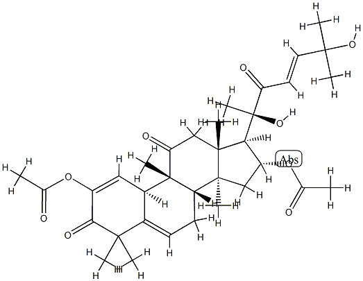 (10α,23E)-2,16α-ジアセトキシ-20,25-ジヒドロキシ-9β-メチル-19-ノルラノスタ-1,5,23-トリエン-3,11,22-トリオン 化学構造式