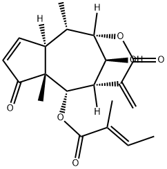 (E)-2-Methyl-2-butenoic acid [(1S,11S)-11-hydroxy-1α,7aβ-dimethyl-5-methylene-4,8-dioxo-2β,6β-methano-1,4,5,6,7,7a,8,10aα-octahydro-2H-cyclopent[d]oxonin-7α-yl] ester Structure