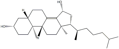 5α-cholest-8(14)-ene-3,15,-diol 化学構造式
