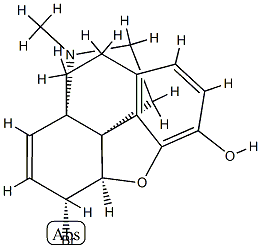 (13β,14β)-6β-ブロモ-7,8-ジデヒドロ-4,5α-エポキシ-17-メチルハスバナン-3-オール 化学構造式