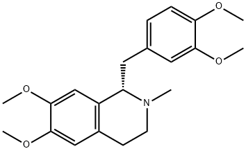 (1S)-1,2,3,4-テトラヒドロ-1-(3,4-ジメトキシベンジル)-6,7-ジメトキシ-2-メチルイソキノリン 化学構造式