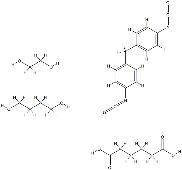 己二酸与1,4-丁二醇、1,2-乙二醇和1,1'-亚甲基二(4-异氰酸根合苯)的聚合物,27083-55-2,结构式