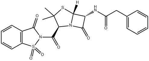 2-[[(2S,5β)-3,3-Dimethyl-7-oxo-6α-[(2-phenylacetyl)amino]-4-thia-1-azabicyclo[3.2.0]heptan-2β-yl]carbonyl]-3-oxo-2,3-dihydro-1,2-benzisothiazole 1,1-dioxide Structure