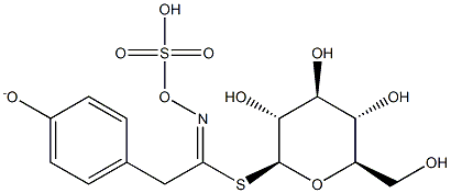4-[2-(Oxylatosulfonyloxyimino)-2-(β-D-glucopyranosylthio)ethyl]phenol Structure