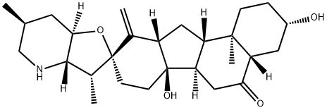 (5α)-13,18-Didehydro-17,23β-epoxy-12α,13-dihydro-3β,14-dihydroxyveratraman-6(5H)-one Structure