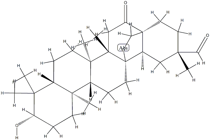 (20S)-13,28-Epoxy-3β-hydroxy-16-oxooleanan-30-al 结构式