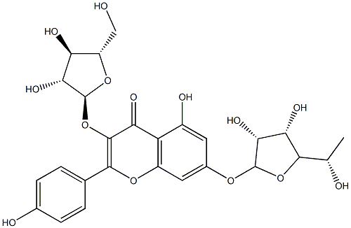 kempferol-3-O-arabinofuranoside-7-O-rhamnopyranoside 化学構造式