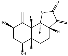 (3aS,9aβ,9bα)-3aβ,4,5,5a,6,7,8,9,9a,9b-Decahydro-6β,8β-dihydroxy-5aα-methyl-3,9-bis(methylene)naphtho[1,2-b]furan-2(3H)-one Structure