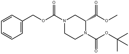 4-苄基1-(叔丁基)2-甲基(R)-哌嗪-1,2,4-三羧酸酯,278790-00-4,结构式