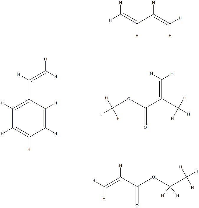 2-Propenoic acid, 2-methyl-, methyl ester, polymer with 1,3-butadiene, ethenylbenzene and ethyl 2-propenoate Structure