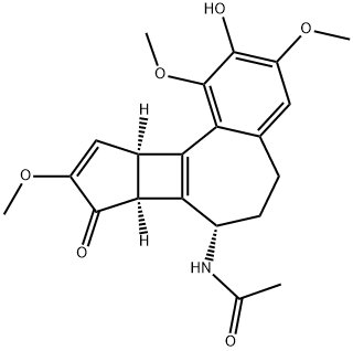 (7S)-7α-アセチルアミノ-6,7,7bα,10aα-テトラヒドロ-2-ヒドロキシ-1,3,9-トリメトキシベンゾ[a]シクロペンタ[3,4]シクロブタ[1,2-c]シクロヘプテン-8(5H)-オン 化学構造式