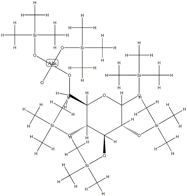 1-O,2-O,3-O,4-O-Tetrakis(trimethylsilyl)-D-glucopyranose [phosphoric acid bis(trimethylsilyl)] ester Struktur