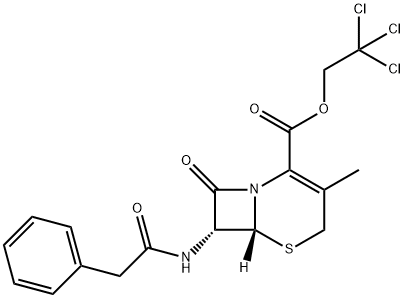 3-甲基-8-氧代-7-(2-苯乙酰氨基)-5-硫杂-1-氮杂双环[4.2.0]辛-2-烯-乙羧酸-2,2,2-三氯乙酯, 28180-80-5, 结构式