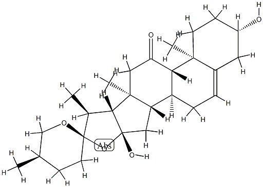 (25R)-3β,16-ジヒドロキシスピロスタ-5-エン-11-オン 化学構造式