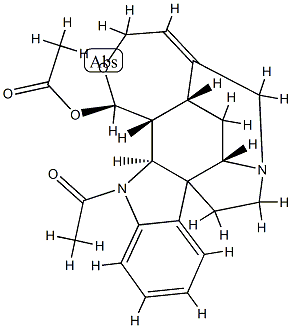 (17R)-1-Acetyl-19,20-didehydro-17,18-epoxycuran-17-ol acetate,2864-87-1,结构式