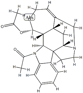 (17S)-1-Acetyl-19,20-didehydro-17,18-epoxycuran-17-ol acetate Struktur