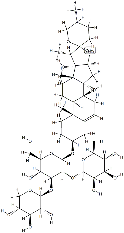 麦冬苷元-3-O-Α-L-吡喃鼠李糖基(1→2)[Β-D-吡喃木糖基(1→3)]-Β-D-吡喃葡萄糖苷 结构式