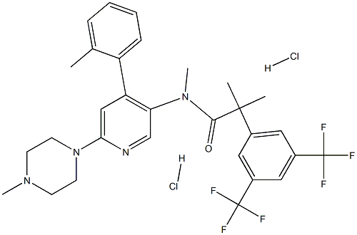 BenzeneacetaMide, N,α,α-triMethyl-N-[4-(2-Methylphenyl)-6-(4-Methyl-1-piperazinyl)-3-pyridinyl]-3,5-bis(trifluoroMethyl)-, hydrochloride (1:2) Struktur