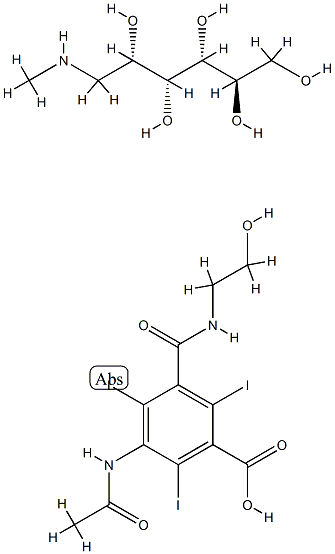1-deoxy-1-(methylamino)-D-glucitol 3-(acetylamino)-5-[[(2-hydroxyethyl)amino]carbonyl]-2,4,6-triiodobenzoate Struktur