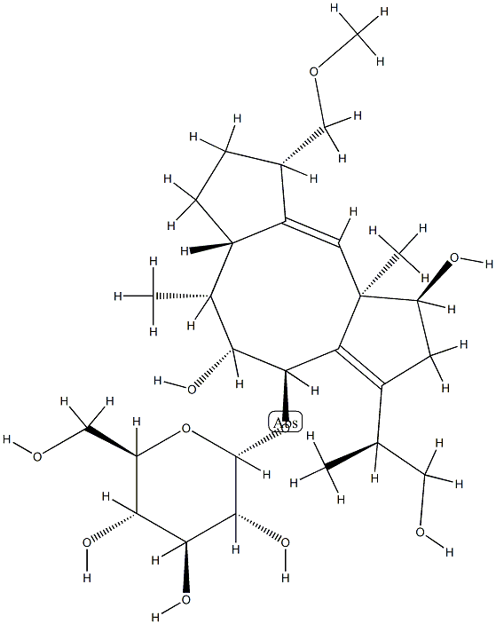 [[(1S)-3-[(S)-2-Hydroxy-1-methylethyl]-1,2,4,5,6,6aβ,7,8,9,10a-decahydro-1β,5α-dihydroxy-9α-methoxymethyl-6α,10aα-dimethyldicyclopenta[a,d]cycloocten]-4β-yl]α-D-glucopyranoside Structure