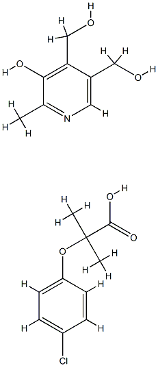 5-hydroxy-3,4-(hydroxymethyl)-6-methylpyridinium 2-(p-chlorophenoxy)-2-methylpropionate 结构式