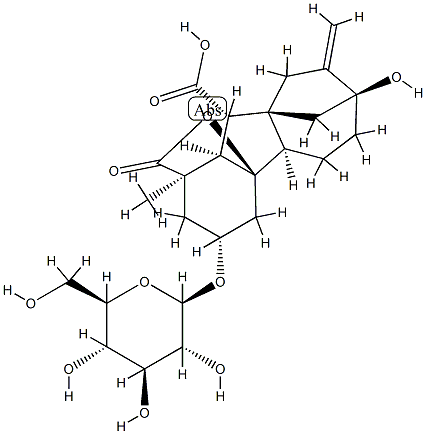 3β-(β-D-Glucopyranosyloxy)-4aα,7-dihydroxy-1-methyl-8-methylenegibbane-1α,10β-dicarboxylic acid 1,4a-lactone Structure