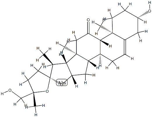 (22S,25S)-22,25-Epoxy-3β,26-dihydroxyfurost-5-en-11-one 结构式