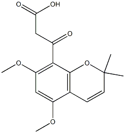 5,7-ジメトキシ-2,2-ジメチル-β-オキソ-2H-1-ベンゾピラン-8-プロパン酸 化学構造式