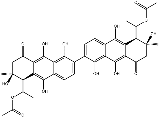 (4S,4'S)-4α,4'α-Bis[(R)-1-acetoxyethyl]-3α,3'α,8,8',9,9',10,10'-octahydroxy-3,3'-dimethyl-7,7'-bi[3,4-dihydroanthracen-1(2H)-one]|
