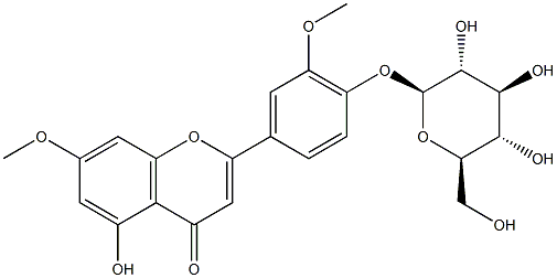 4'-[(β-D-グルコピラノシル)オキシ]-5-ヒドロキシ-3',7-ジメトキシフラボン 化学構造式