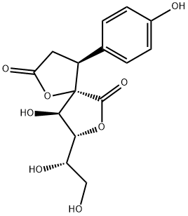 (4S,5S)-8α-[(S)-1,2-Dihydroxyethyl]-9β-hydroxy-4-(4-hydroxyphenyl)-1,7-dioxaspiro[4.4]nonane-2,6-dione 结构式