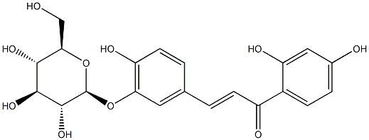 (E)-3-(β-D-Glucopyranosyl)oxy-2',4,4'-trihydroxychalcone Struktur