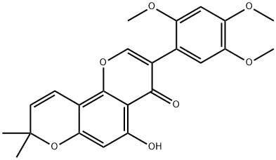 5-ヒドロキシ-3-(2,4,5-トリメトキシフェニル)-8,8-ジメチル-4H,8H-ベンゾ[1,2-b:3,4-b']ジピラン-4-オン 化学構造式