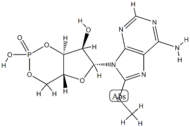 8-メチルチオアデノシン3',5'-りん酸 化学構造式