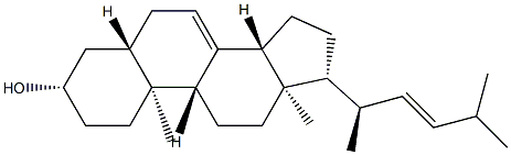 (22E)-24,24-ジメチル-5α-コラ-7,22-ジエン-3β-オール 化学構造式