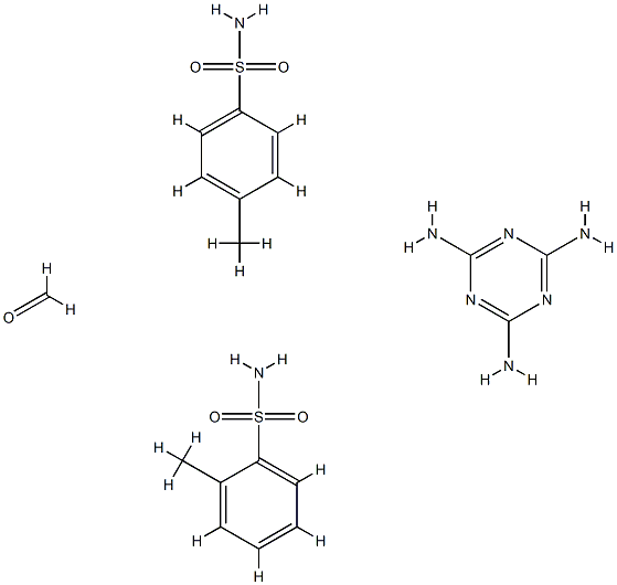 Benzenesulfonamide, 2-methyl-, polymer with formaldehyde, 4-methylbenzenesulfonamide and 1,3,5-triazine-2,4,6-triamine Structure