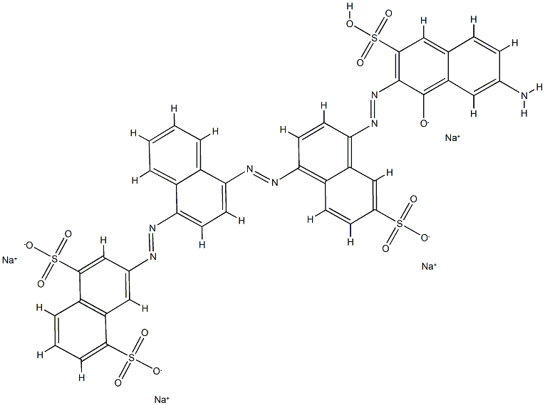 3-[[4-[[4-[(7-アミノ-1-ヒドロキシ-3-ソジオスルホ-2-ナフタレニル)アゾ]-6-ソジオスルホ-1-ナフタレニル]アゾ]-1-ナフタレニル]アゾ]ナフタレン-1,5-ジスルホン酸二ナトリウム 化学構造式