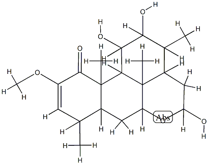 11α,12β,16-Trihydroxy-2-methoxypicras-2-en-1-one Structure