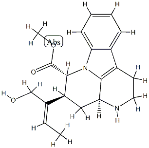 (3aS)-2,3,3aα,4,5,6-Hexahydro-5β-[(E)-1-(hydroxymethyl)-1-propenyl]-1H-indolo[3,2,1-de][1,5]naphthyridine-6α-carboxylic acid methyl ester Struktur