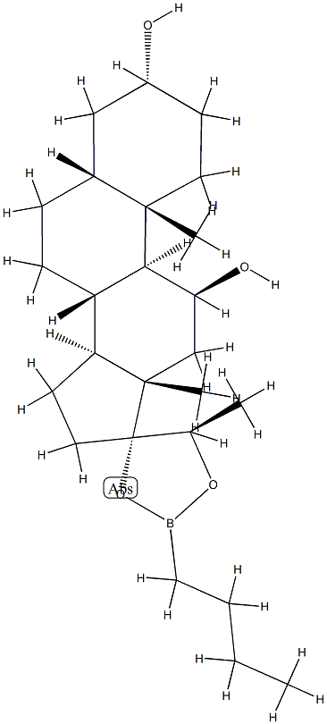 (20R)-17,20-[(Butylboranediyl)bis(oxy)]-5β-pregnane-3α,11β-diol 结构式