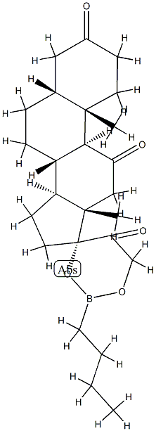 17,21-[(ブチルボランジイル)ビスオキシ]-5β-プレグナン-3,11,20-トリオン 化学構造式