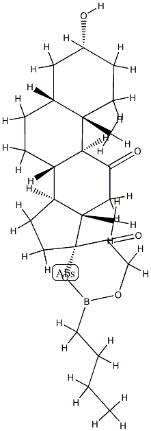 17,21-(Butylboranediyl)bisoxy-3α-hydroxy-5β-pregnane-11,20-dione Structure