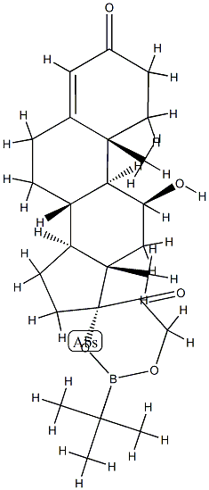 17,21-[(tert-Butylboranediyl)bisoxy]-11β-hydroxypregn-4-ene-3,20-dione Structure