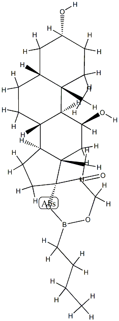 17,21-(Butylboranediyl)bisoxy-3α,11β-dihydroxy-5β-pregnan-20-one Structure